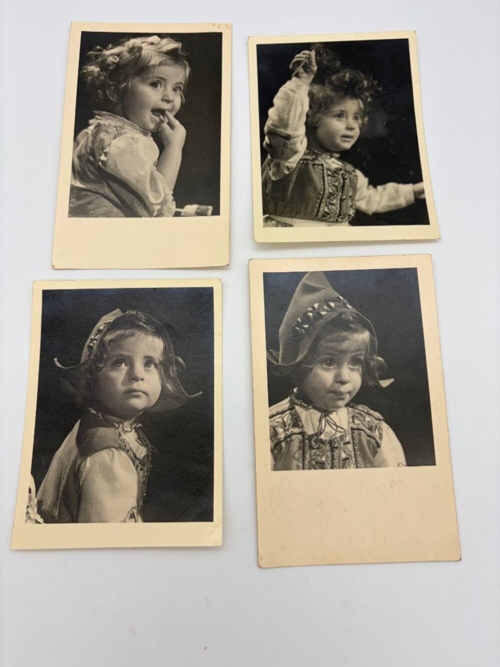 4 Vintage Girl Child Studio Portrait Photographs Agfa Lupex Real Photo Postcards